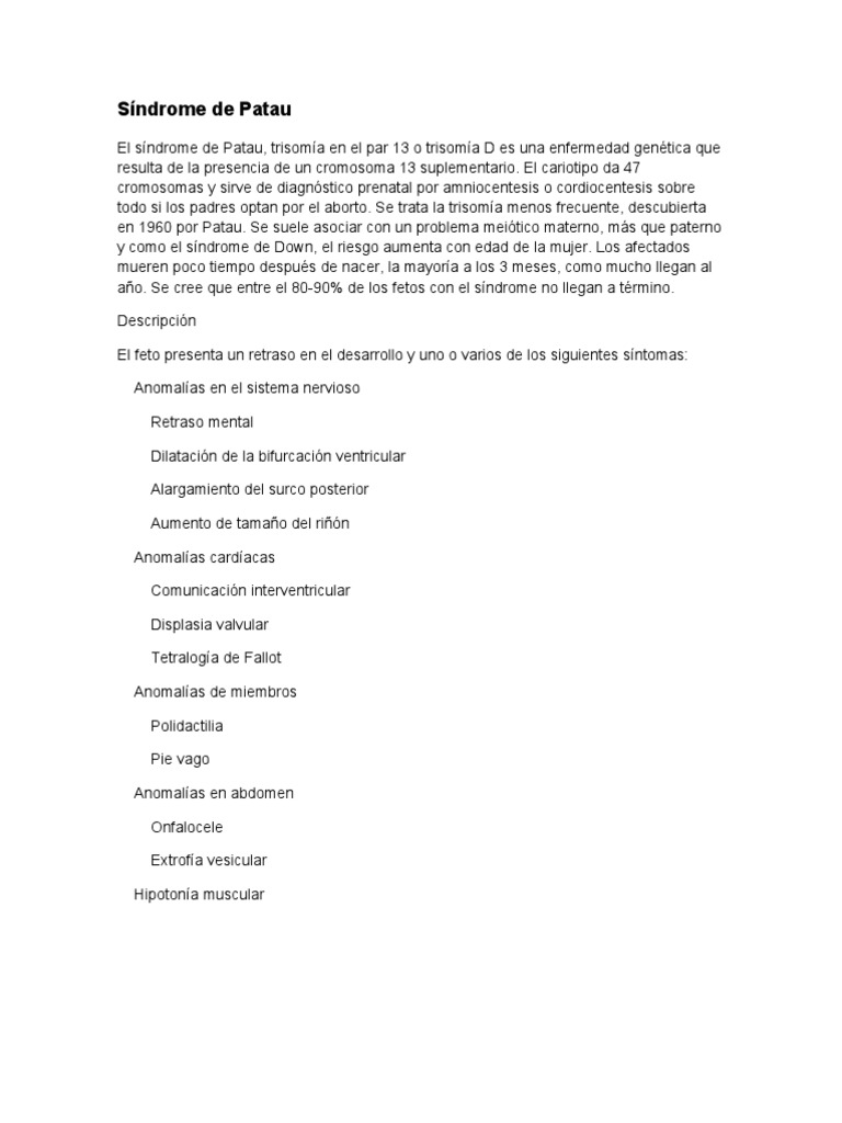 Síndrome de Patau & Edwards  Medicine  Clinical Medicine