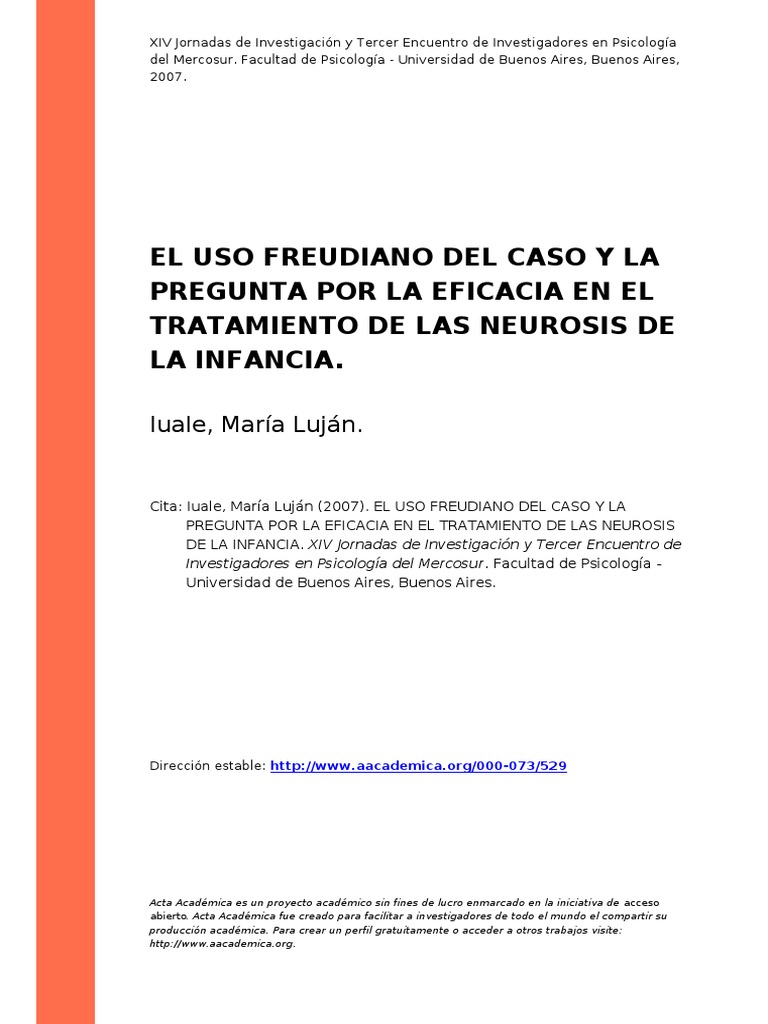 El uso freudiano del caso Juanito para explorar la eficacia del ...
