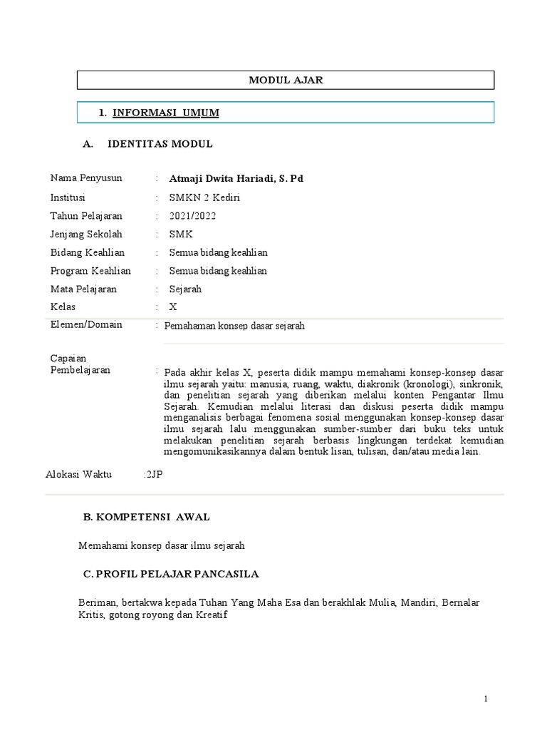 Modul Ajar Pertemuan Pertama Pdf