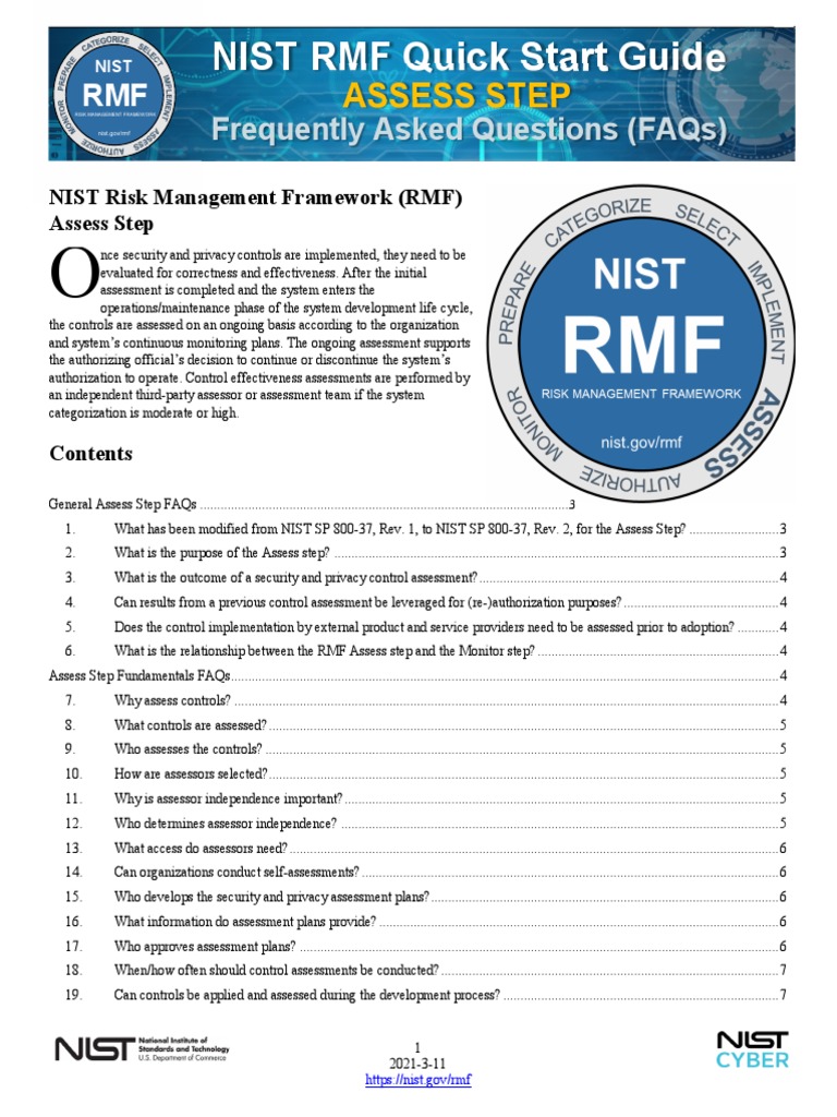 NIST RMF Assess Step-FAQs | Download Free PDF | Risk | Risk Management