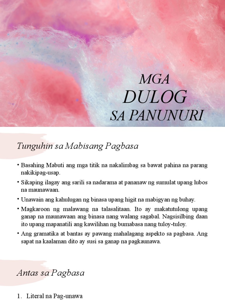 Mga Dulog Sa Panunuri | PDF