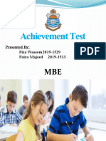 Achievement Test: Presented By: Fiza Waseem2019-1529 Faiza Majeed 2019-1513