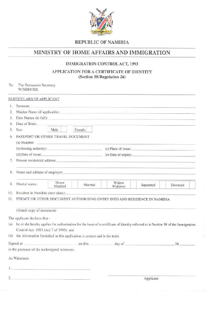 application-for-certificate-of-identity-namibian-home-affairs-form