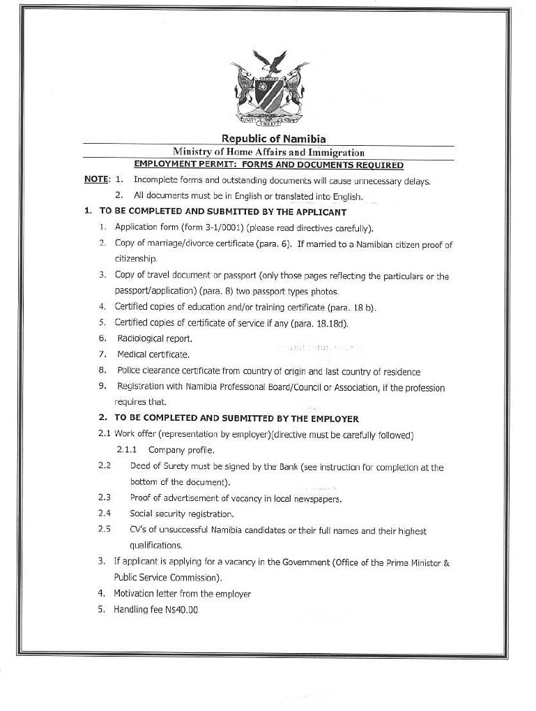 Forms and Documents Required For Study Permit Namibian Home Affairs