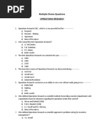 Multiple Choice Questions Operations Research