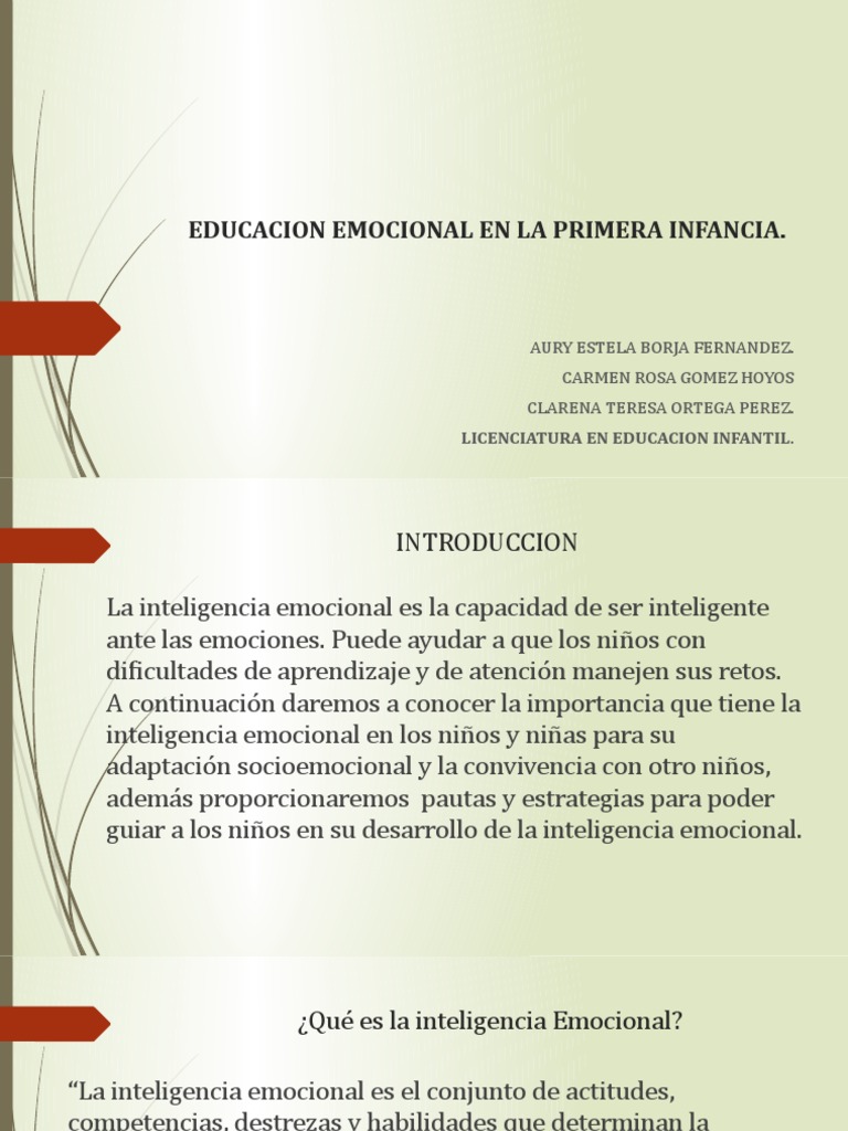 Importancia de la Educación Emocional Infantil | PDF | Las emociones ...
