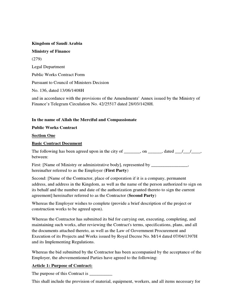 Public Works Contract PDF Employment Legal Liability