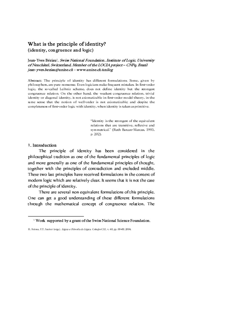 Beziau Whatistheprincipleofidentity Pdf Graphemes Western Calligraphy