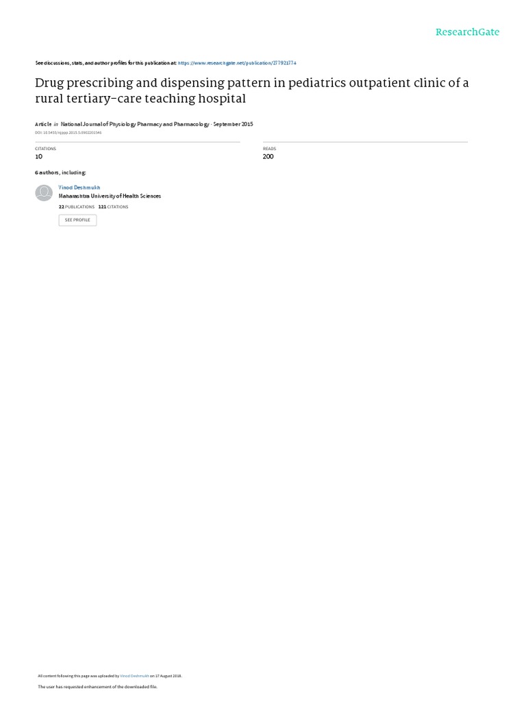 Drug Prescribing and Dispensing Pattern in Pediatr | PDF | Prescription ...