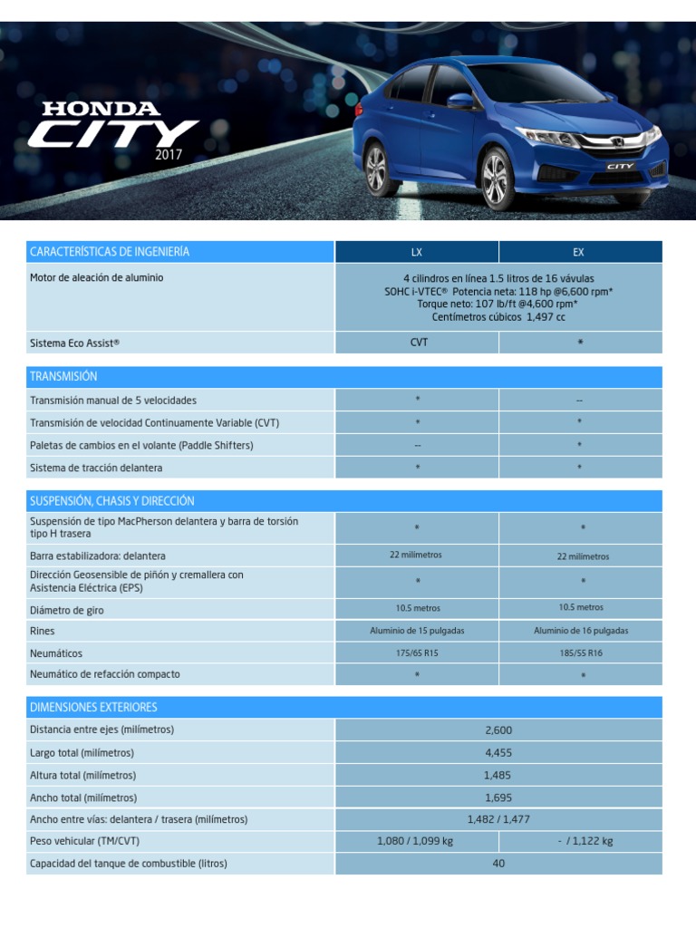 Honda City 2017 Mexico Ficha Tecnica | PDF | Ios | Yo telefono