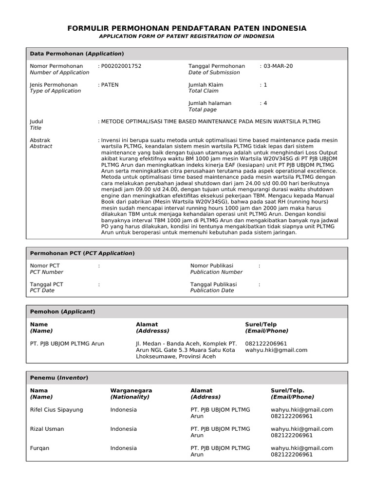 Permohonan - Paten P00202001752 | PDF