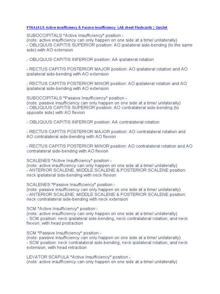 Active & Passive Insufficiency Guide | PDF | Human Leg | Anatomical ...