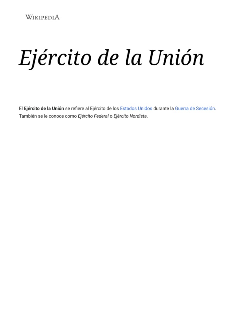 Ejército de La Unión PDF Ejército de la Unión Guerra civil americana