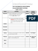 Department of Mathematics (Igcse Stream) Curriculum Enrichment Activities IGCSE: 2019-20 Month Activities Dates Teacher Incharge 05/09/19