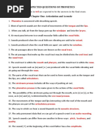 Expected Questions of Phonetics Chapter One: Articulation and Acoustic