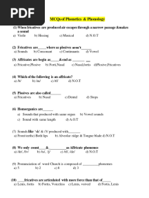 Mcqs of Phonetics & Phonology