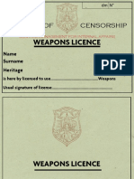Weapons Licence: Censorship Bureau of