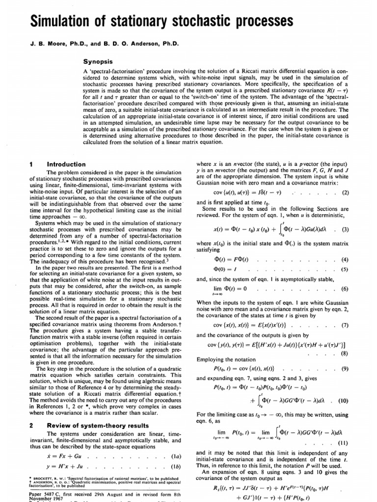 Moore 1968 | PDF | Covariance Matrix | Stationary Process