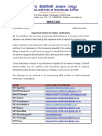 Important Notice For Online Verification