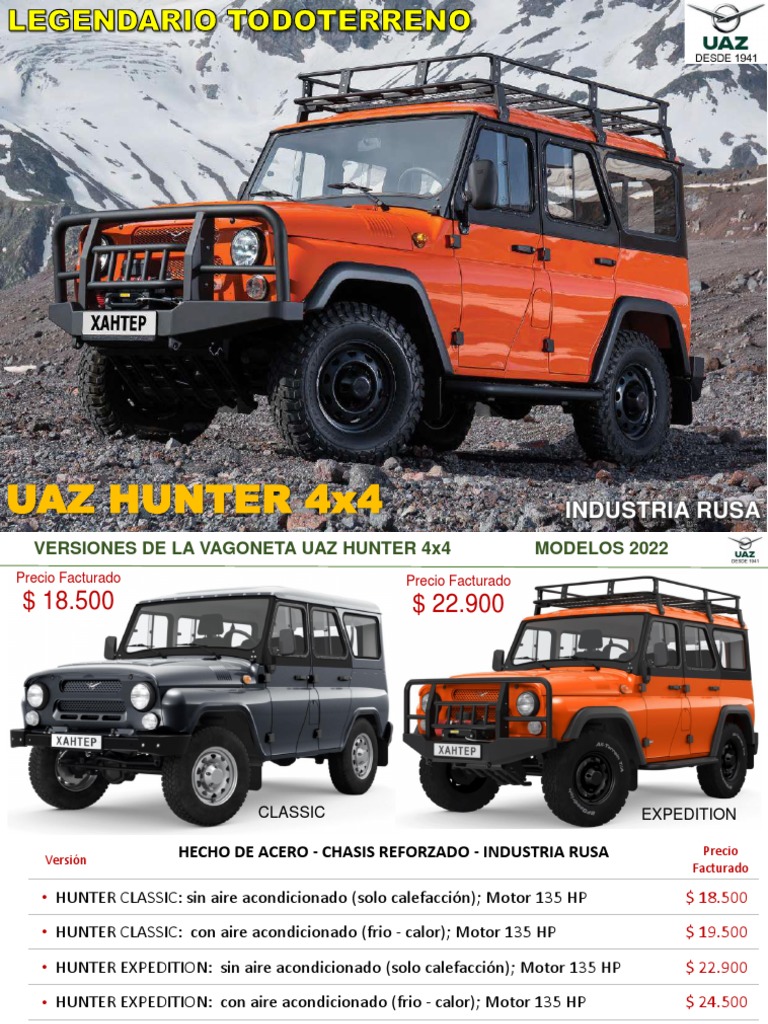 UAZ Hunter 4x4: Precios y Modelos 2022 | PDF | Tracción en las cuatro ...