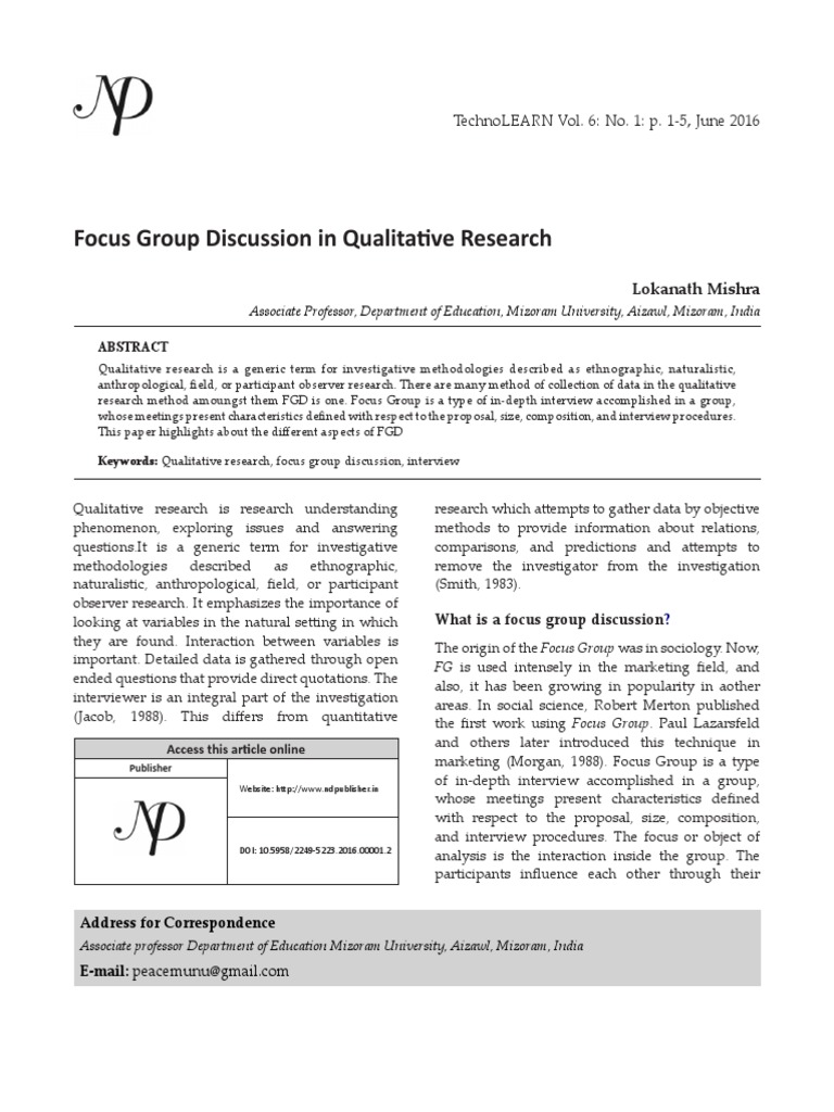 Focus Groups Helpbook PDF Focus Group Qualitative Research