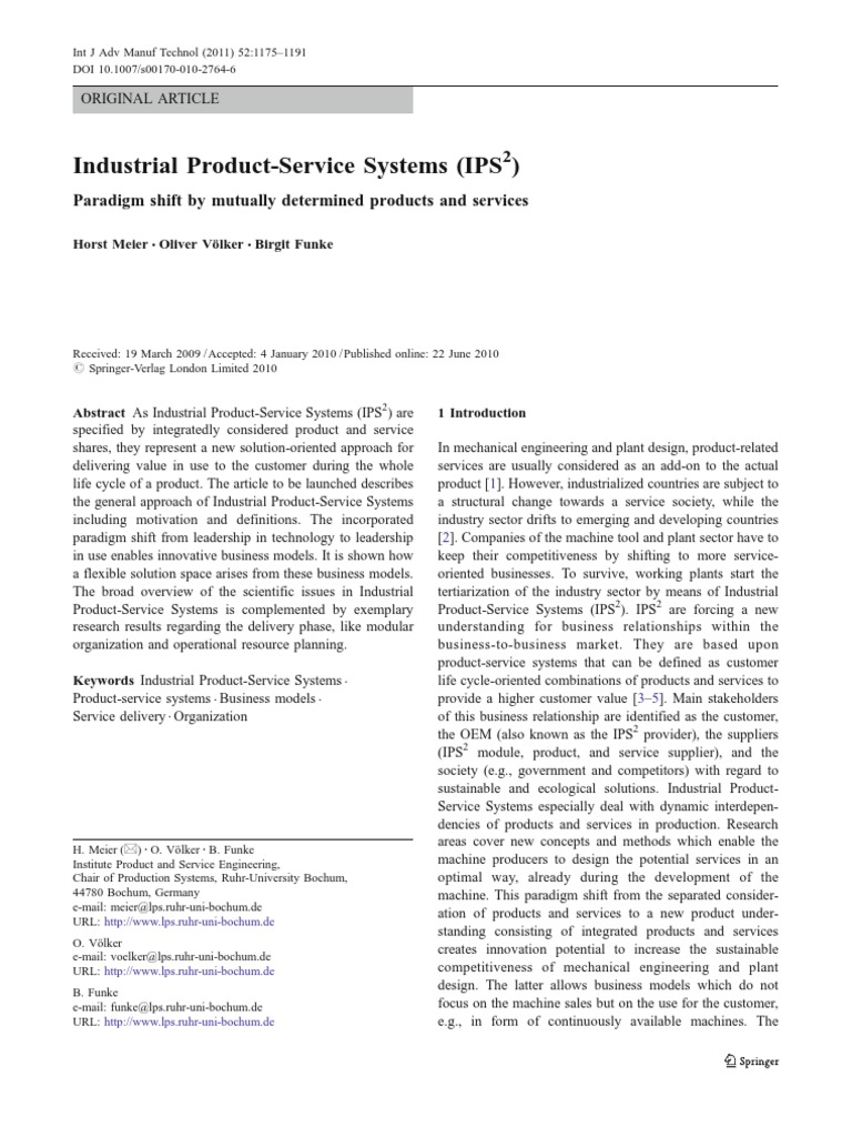 Industrial ProductService Systems (IPS2) Paradigm Shift by Mutually