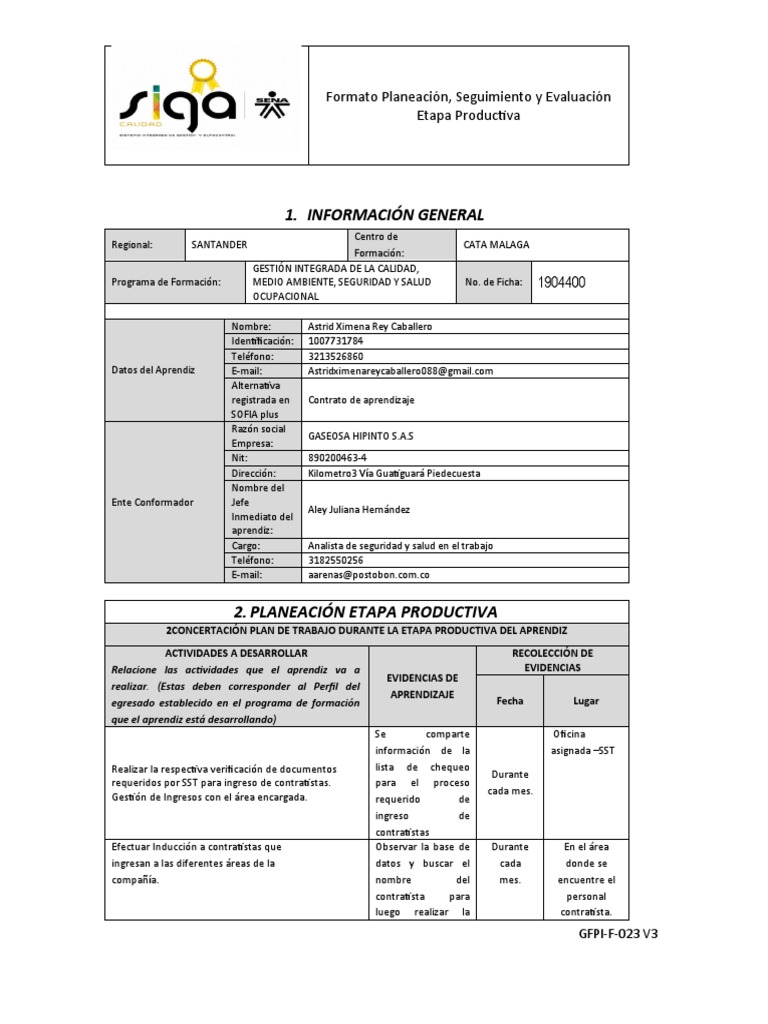 Formato Sena 1 | PDF | Planificación | Evaluación