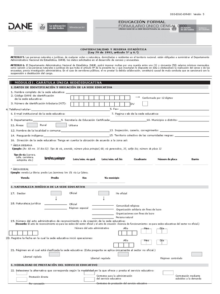 Diligenciamiento Formulario DANE C600 | PDF | Educación primaria ...