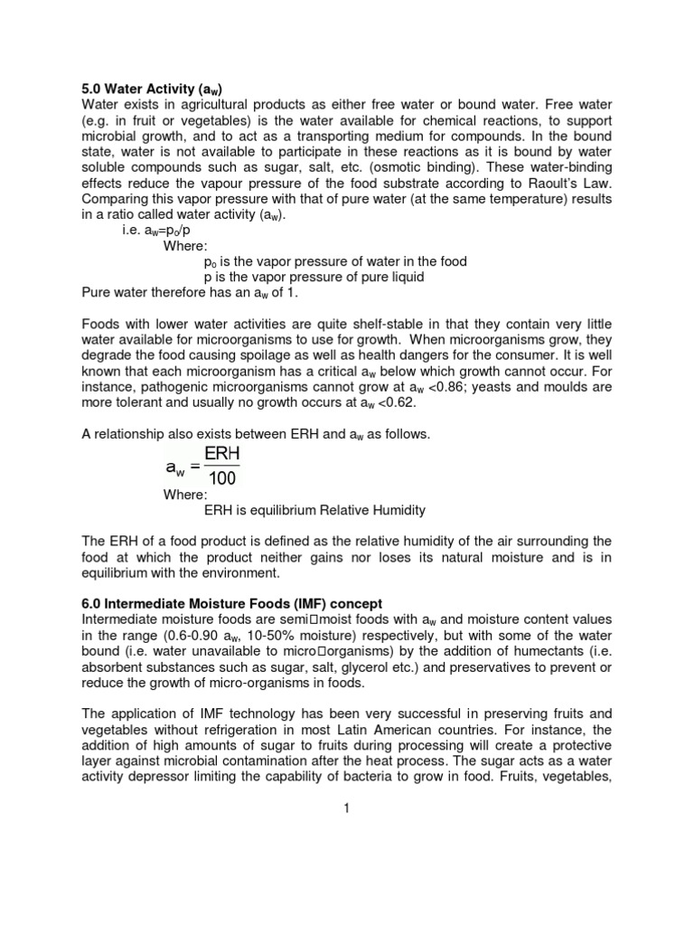 Understanding Intermediate Moisture Foods | PDF | Vegetables | Water