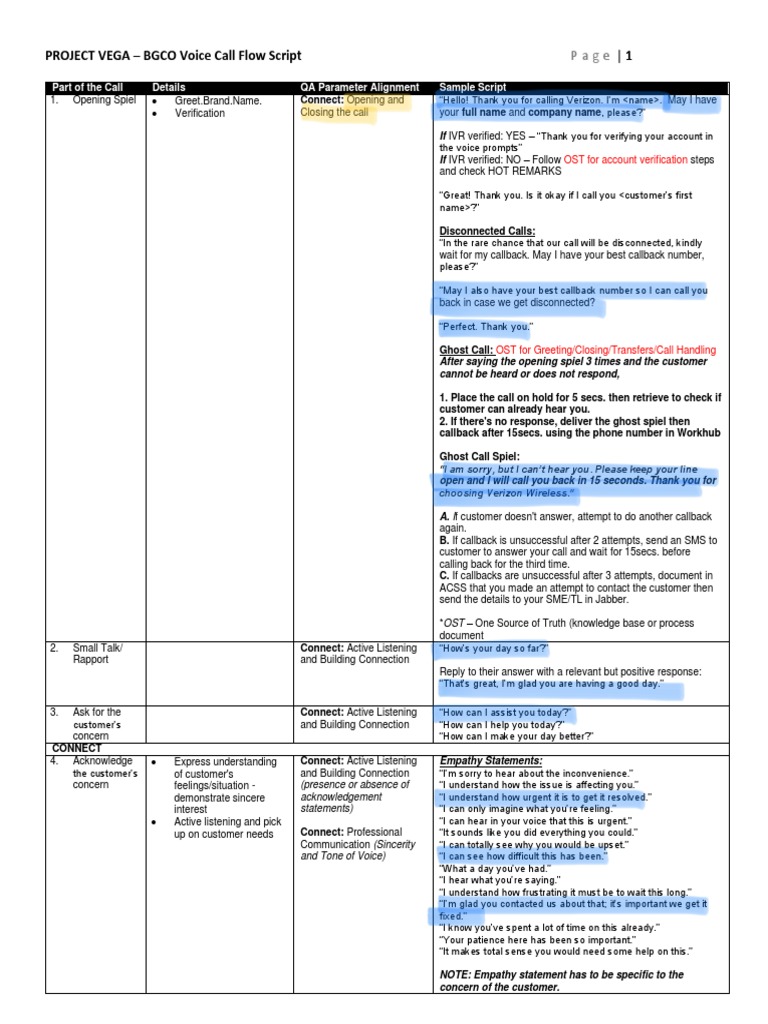 BGCO Call Flow Script for Verizon Agents | PDF | Communication