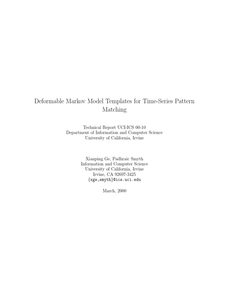 Markov Models for Time-Series Pattern Detection | PDF | Time Series ...