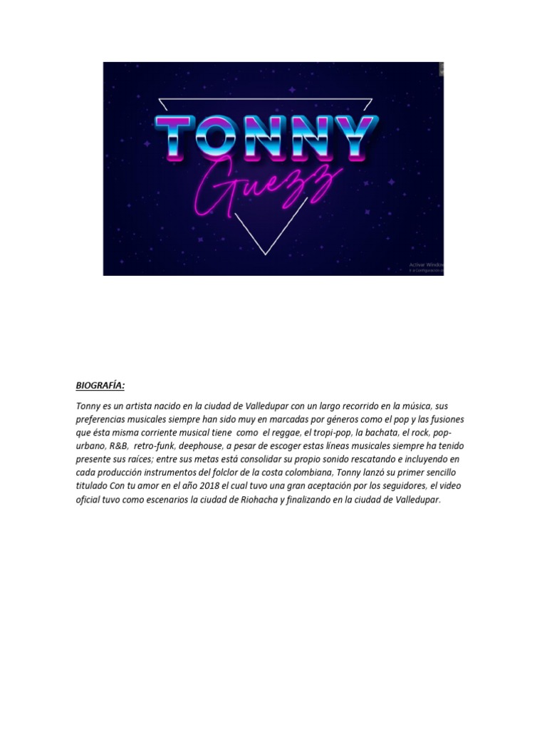 Biografía de Tonny Guezz: Artista Versátil | PDF | Música pop