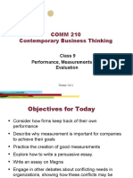 COMM 210 Contemporary Business Thinking: Class 9 Performance, Measurements and Evaluation
