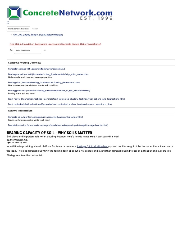 Bearing Capacity of Soil Bearing Pressure Chart PDF Silt
