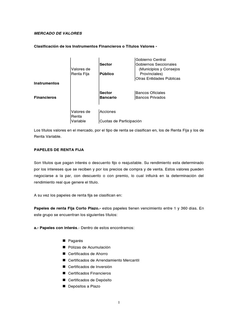 Mercado de Valores | PDF | Renta Fija | Bancos