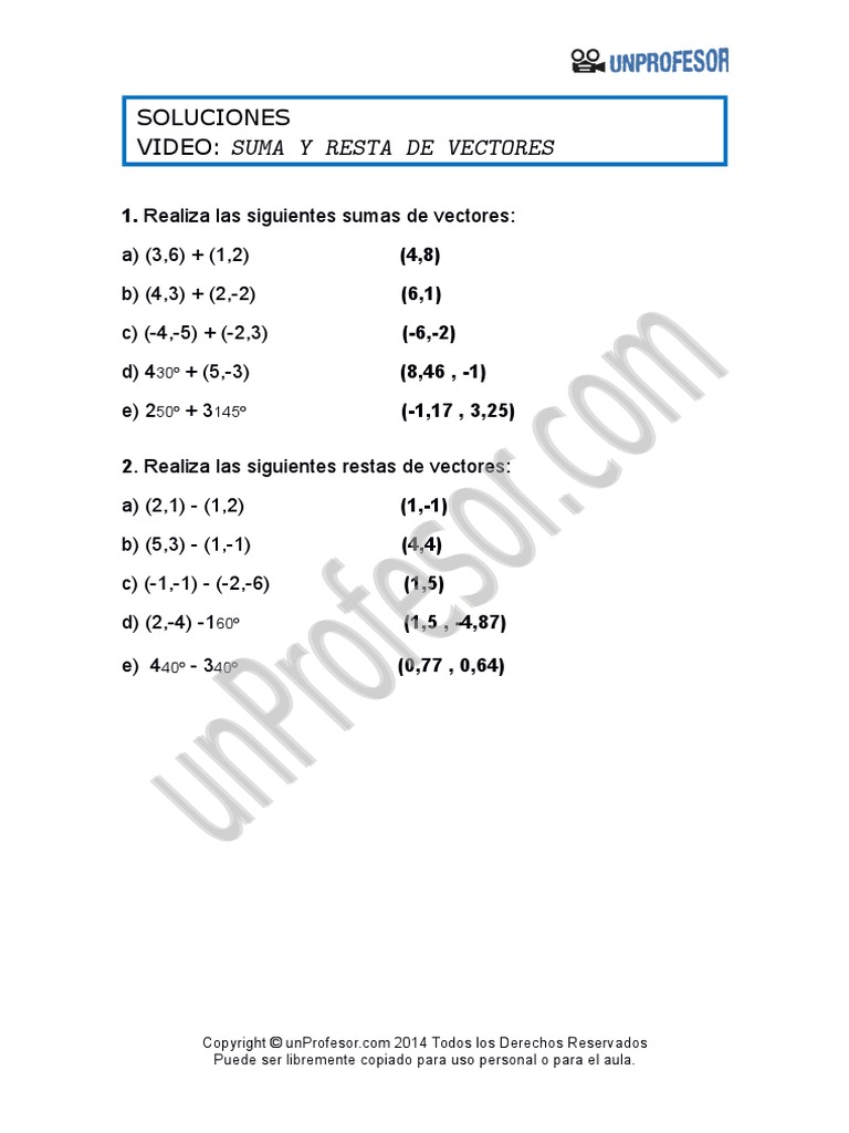 Solucion Suma y Resta de Vectores 1524 | PDF | Métodos y materiales de ...