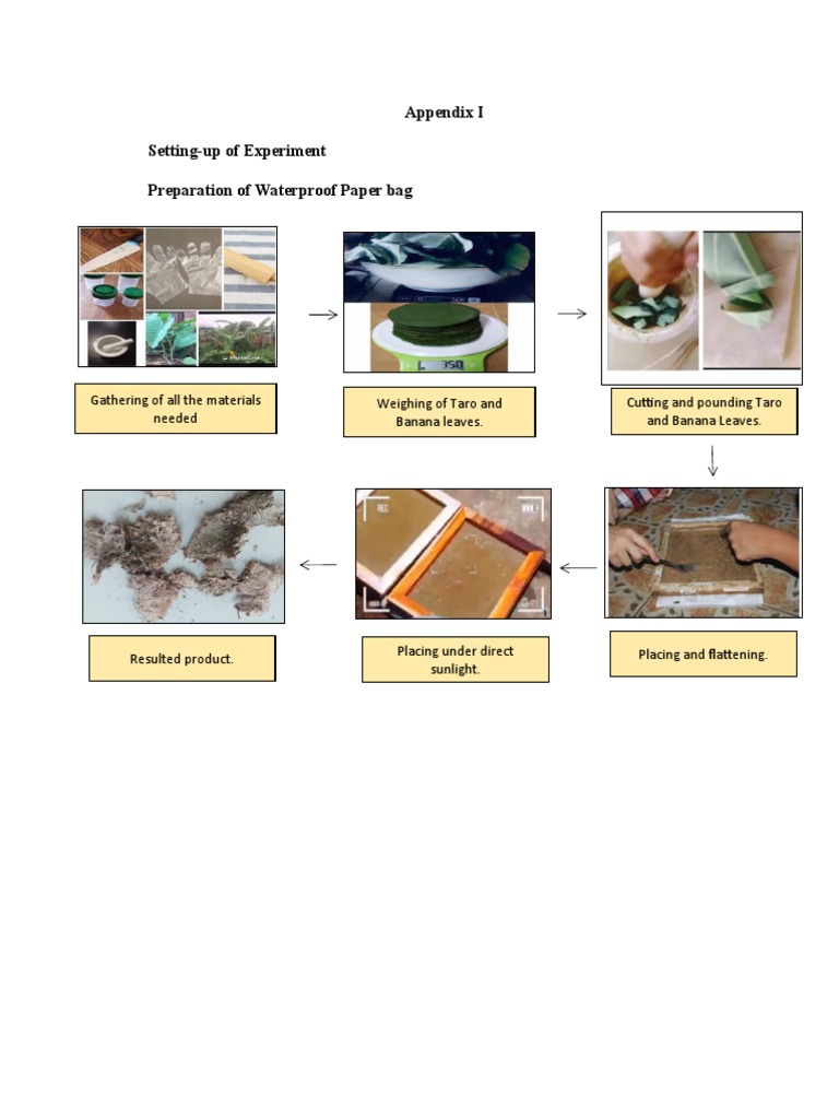 Appendix I Setting-Up of Experiment Preparation of Waterproof Paper Bag ...