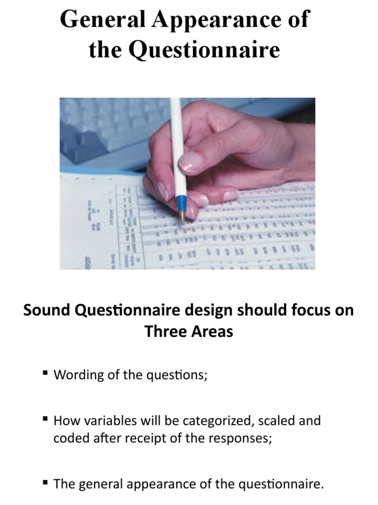 G. Appearance of Questionnaire | PDF | Survey Methodology | Questionnaire