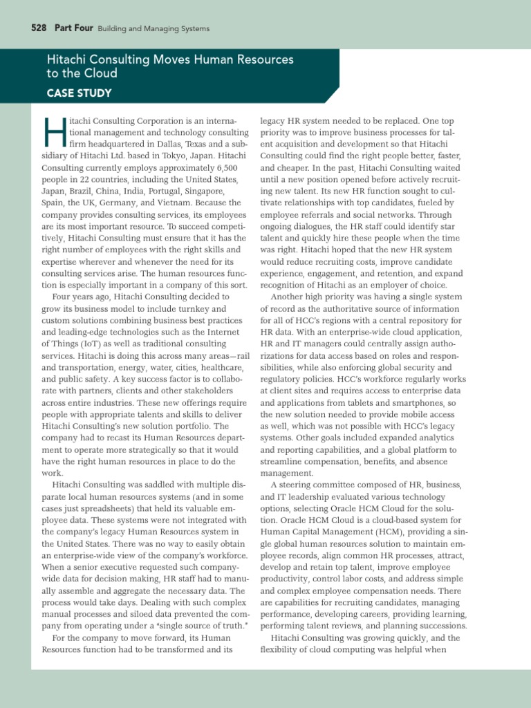 Hitachi Consulting Moves Human Resources To The Cloud Case Study PDF