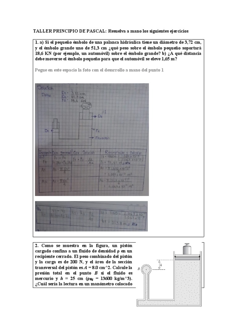 Taller Principio de Pascal Final | PDF | Bomba | Pistón