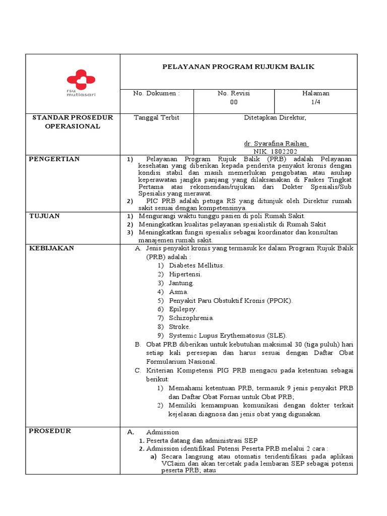 Prosedur Pelayanan Program Rujuk Balik | PDF | Pengembangan Diri ...
