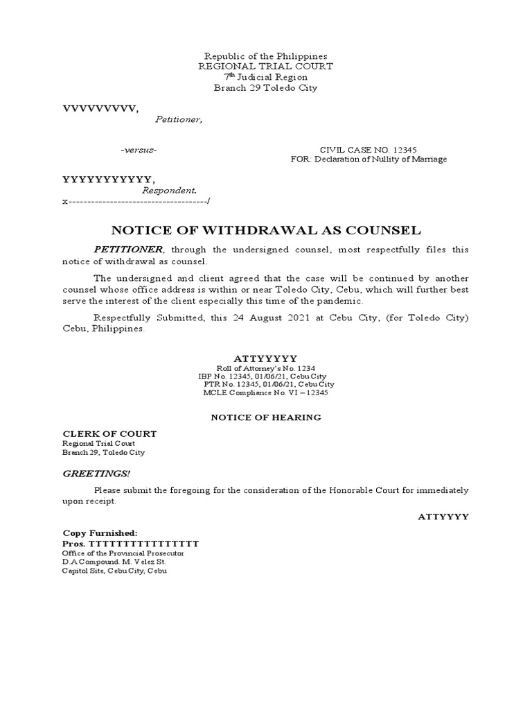 Notice of Counsel Withdrawal in Case | PDF | Finance & Money Management ...