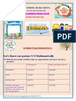 Summer Holidays Home Work: Let's Know Our Partner U.T Mathematically