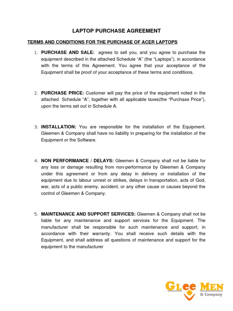 LAPTOP PURCHASE AGREEMENT Security Interest Interest