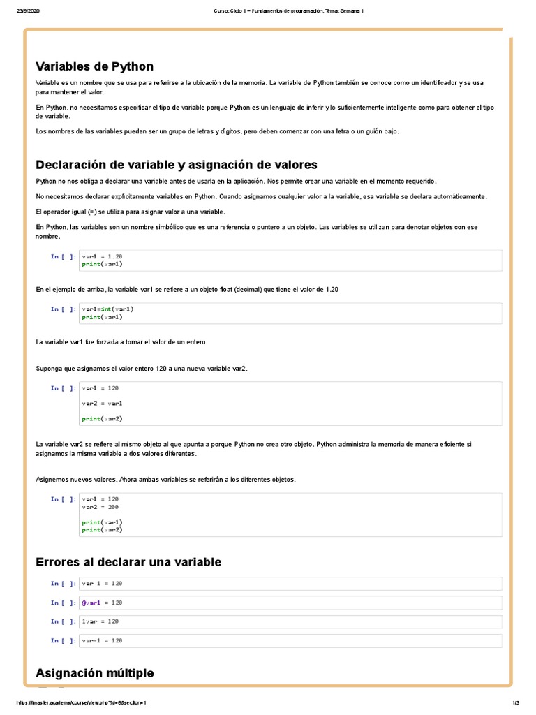 Curso - Ciclo 1 - Fundamentos de Programación, Tema - Semana 1 | PDF ...