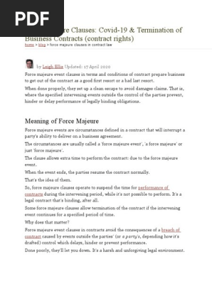 Force Majeure Clauses