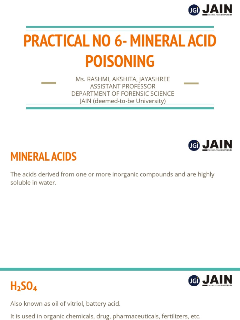 Analysis of Mineral Acid Poisoning Practical No. 6 PDF Nitric Acid