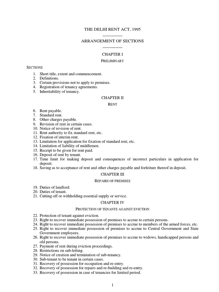 1the Delhi Rent Act, 1995 PDF Leasehold Estate Lease
