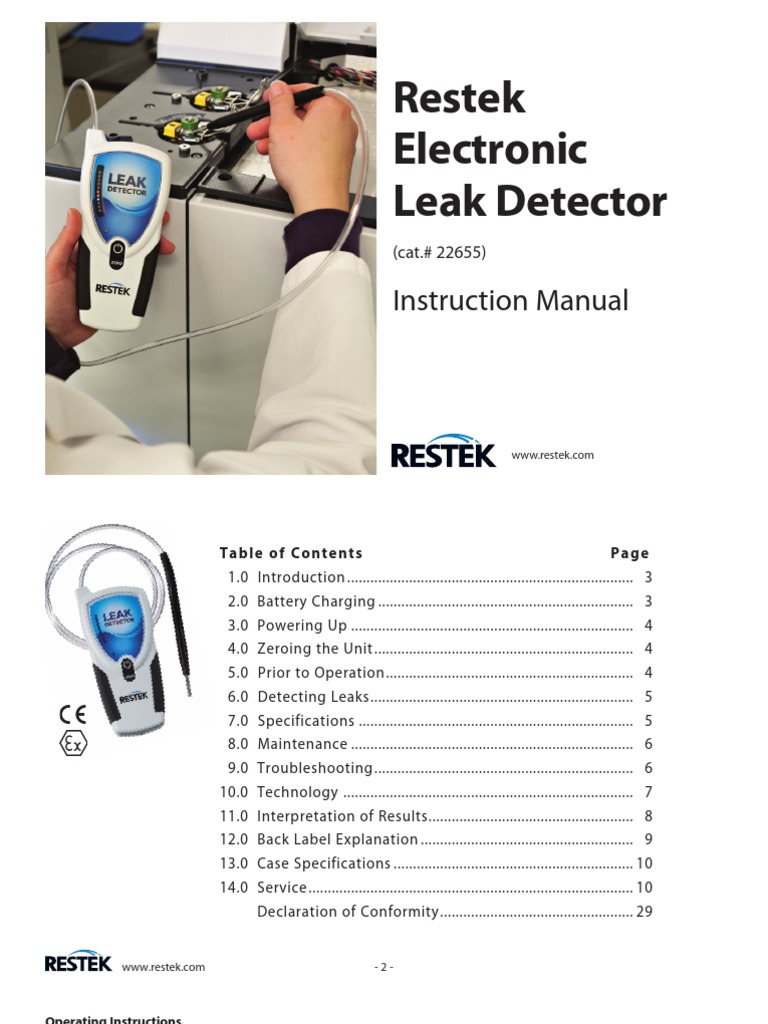 Restek Electronic Leak Detector Instruction Manual PDF Atmosphere