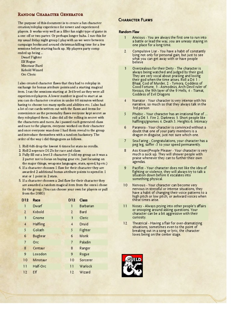 RPG Character Creation Guide | PDF | Forgotten Realms | Dungeons & Dragons